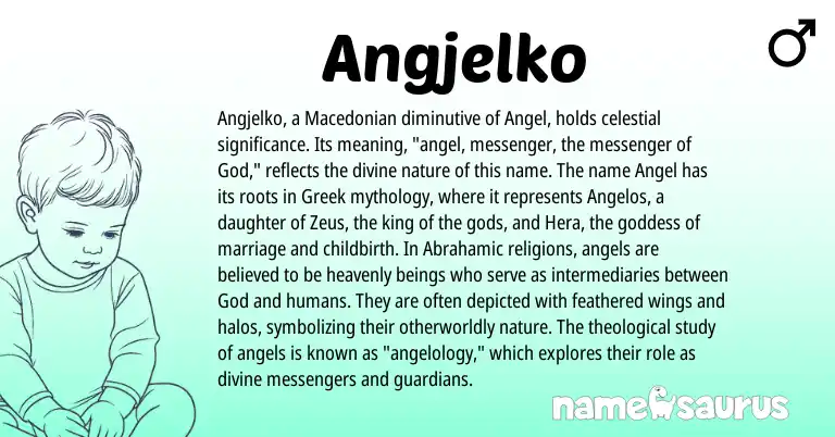 Infographic about Angjelko name meaning, Angjelko is a name from Macedonian, Greek origin(s).
