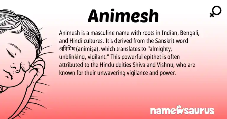 Infographic about Animesh name meaning, Animesh is a name from Indian, Bengali, Hindi origin(s).