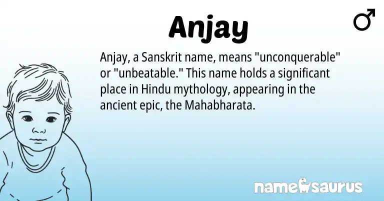 Infographic about Anjay name meaning, Anjay is a name from Sanskrit, Hindu origin(s).