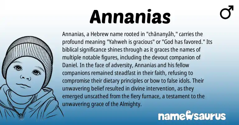 Infographic about Annanias name meaning, Annanias is a name from Hebrew origin(s).