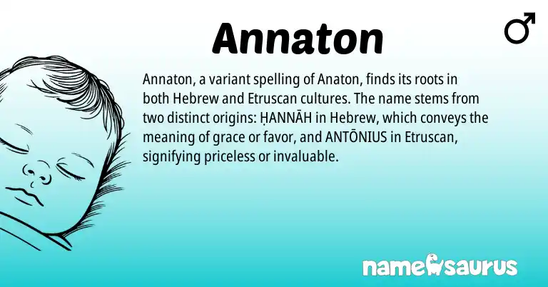 Infographic about Annaton name meaning, Annaton is a name from Etruscan, Hebrew origin(s).