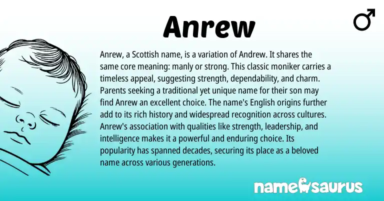 Infographic about Anrew name meaning, Anrew is a name from Scottish origin(s).
