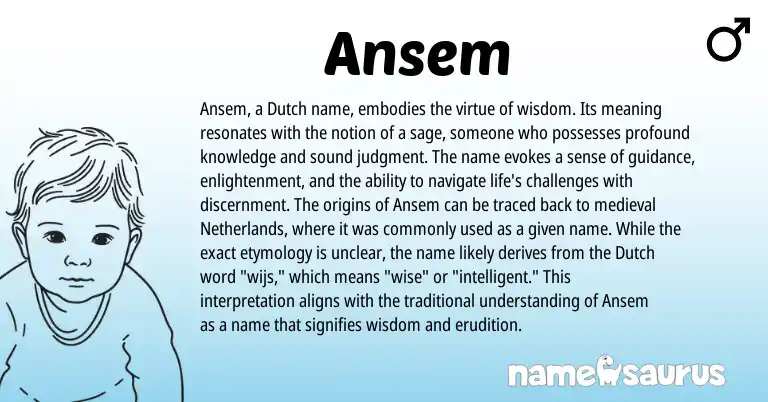 Infographic about Ansem name meaning, Ansem is a name from Netherlands, Dutch origin(s).