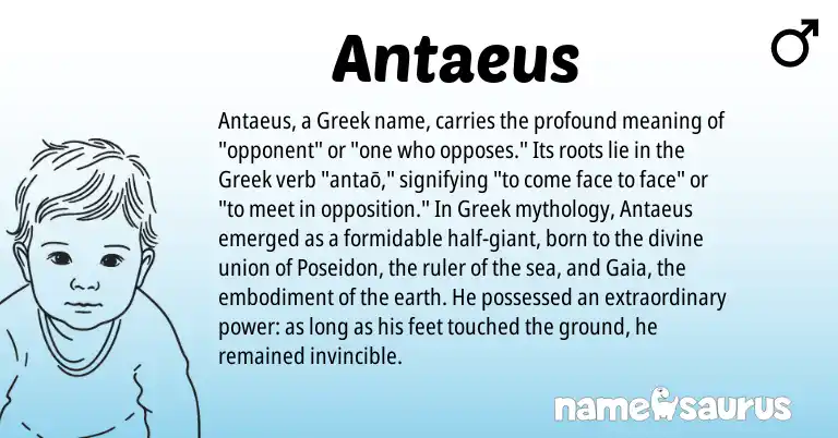 Infographic about Antaeus name meaning, Antaeus is a name from Greek origin(s).