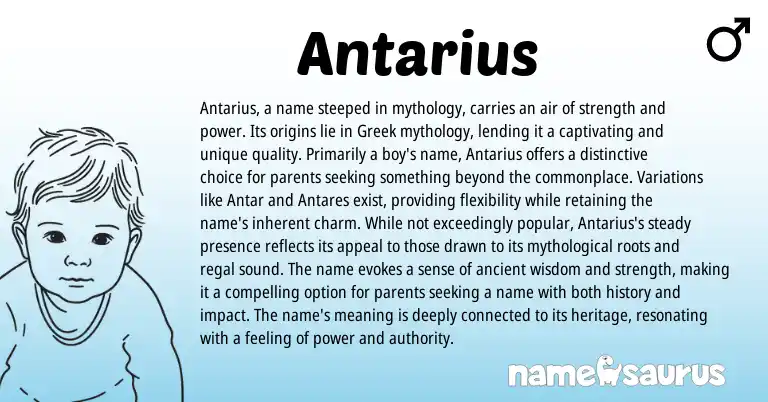 Infographic about Antarius name meaning, Antarius is a name from Unknown origin(s).