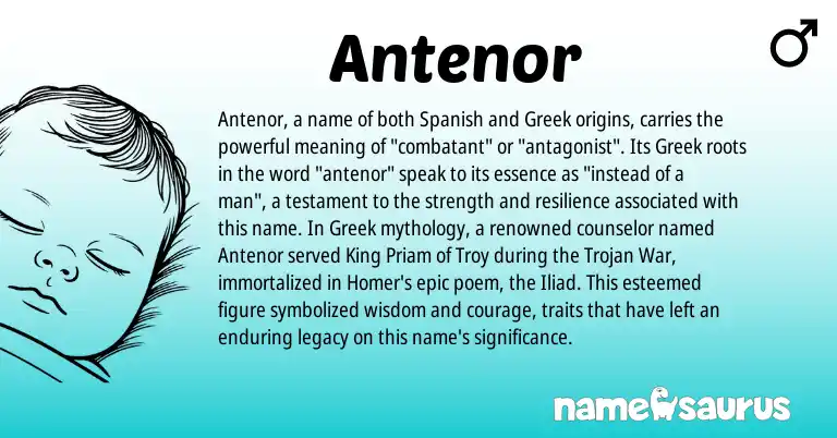 Infographic about Antenor name meaning, Antenor is a name from Spanish, Greek origin(s).