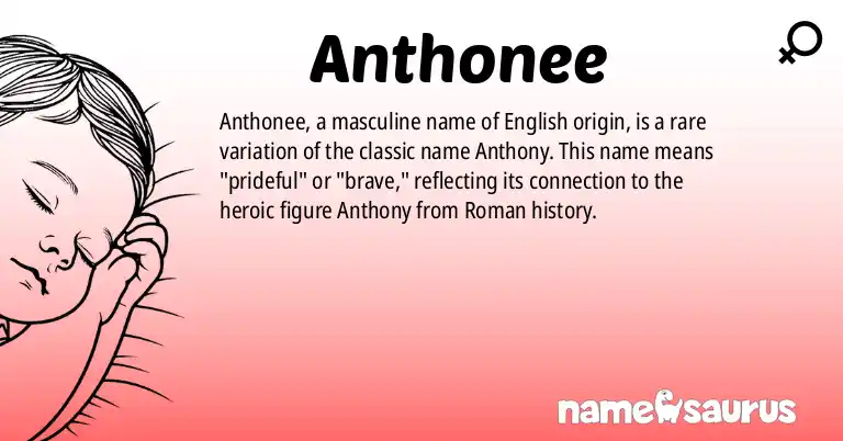Infographic about Anthonee name meaning, Anthonee is a name from English origin(s).