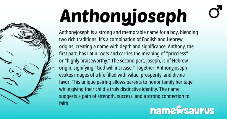 Infographic about Anthonyjoseph name meaning, Anthonyjoseph is a name from English origin(s).