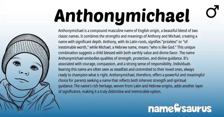 Infographic about Anthonymichael name meaning, Anthonymichael is a name from English origin(s).