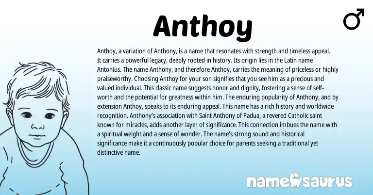 Infographic about Anthoy name meaning, Anthoy is a name from Other origin(s).