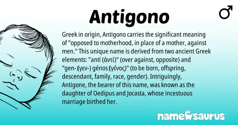 Infographic about Antigono name meaning, Antigono is a name from Greek origin(s).