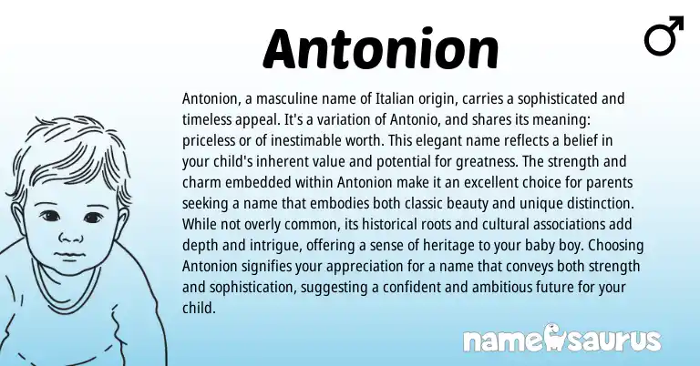 Infographic about Antonion name meaning, Antonion is a name from Italian origin(s).