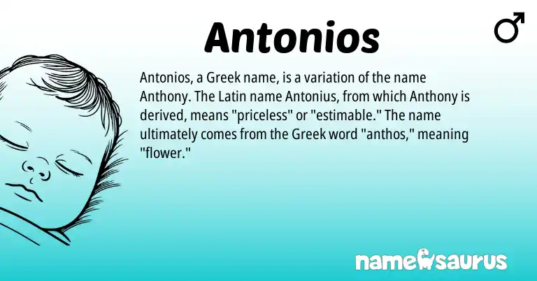 Infographic about Antonios name meaning, Antonios is a name from Latin, Greek origin(s).