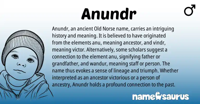 Infographic about Anundr name meaning, Anundr is a name from Old Norse origin(s).