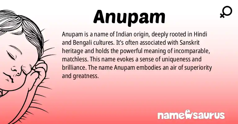 Infographic about Anupam name meaning, Anupam is a name from Indian, Hindi, Bengali origin(s).