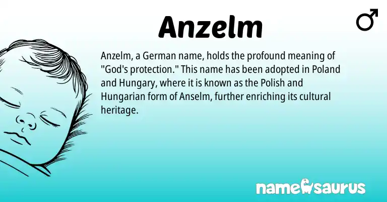 Infographic about Anzelm name meaning, Anzelm is a name from German, Hungarian, Polish origin(s).