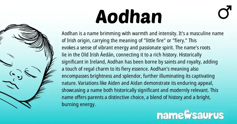 Infographic about Aodhan name meaning, Aodhan is a name from Celtic, Irish origin(s).