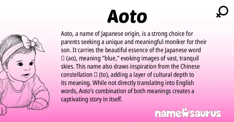 Infographic about Aoto name meaning, Aoto is a name from Japanese origin(s).