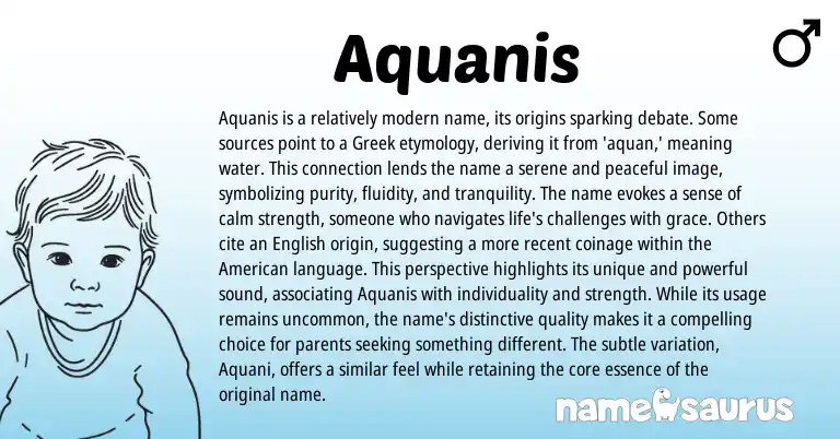 Infographic about Aquanis name meaning, Aquanis is a name from Greek origin(s).