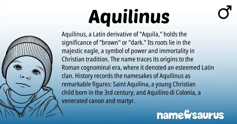 Infographic about Aquilinus name meaning, Aquilinus is a name from Roman, Latin origin(s).