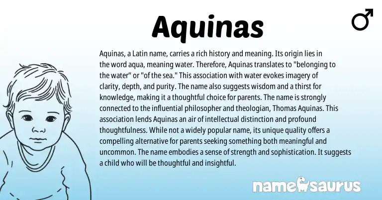 Infographic about Aquinas name meaning, Aquinas is a name from Italian, Latin origin(s).