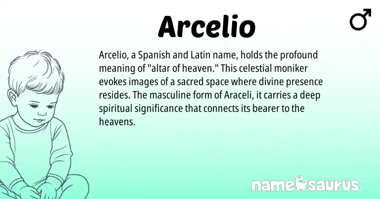 Infographic about Arcelio name meaning, Arcelio is a name from Spanish, Latin origin(s).