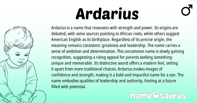 Infographic about Ardarius name meaning, Ardarius is a name from African, American origin(s).