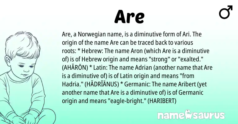 Infographic about Are name meaning, Are is a name from Norwegian, Germanic, Latin, Hebrew origin(s).