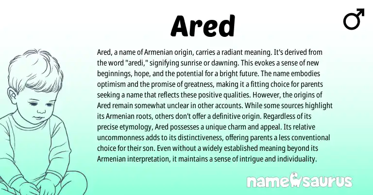 Infographic about Ared name meaning, Ared is a name from Armenian origin(s).