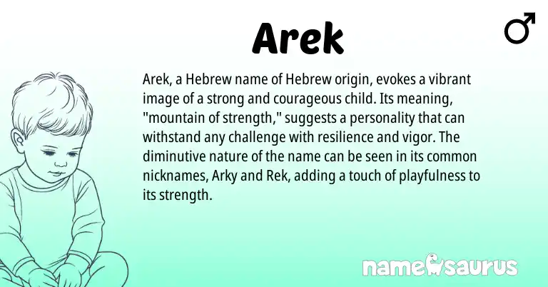 Infographic about Arek name meaning, Arek is a name from Hebrew origin(s).