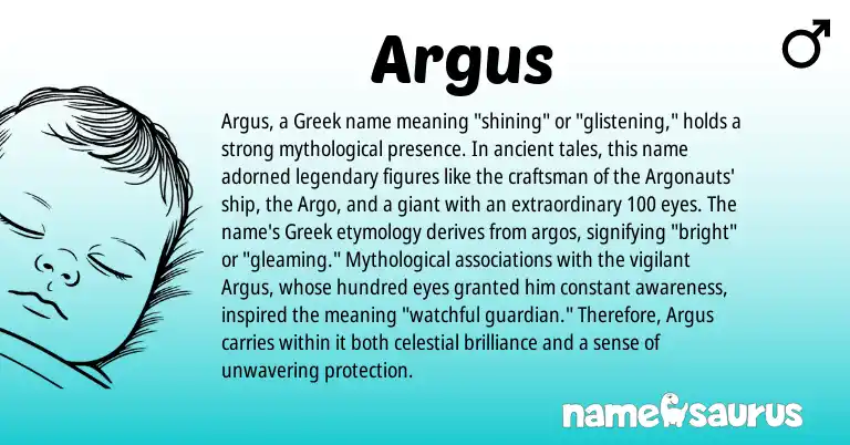 Infographic about Argus name meaning, Argus is a name from Greek origin(s).