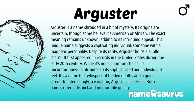 Infographic about Arguster name meaning, Arguster is a name from American, African origin(s).