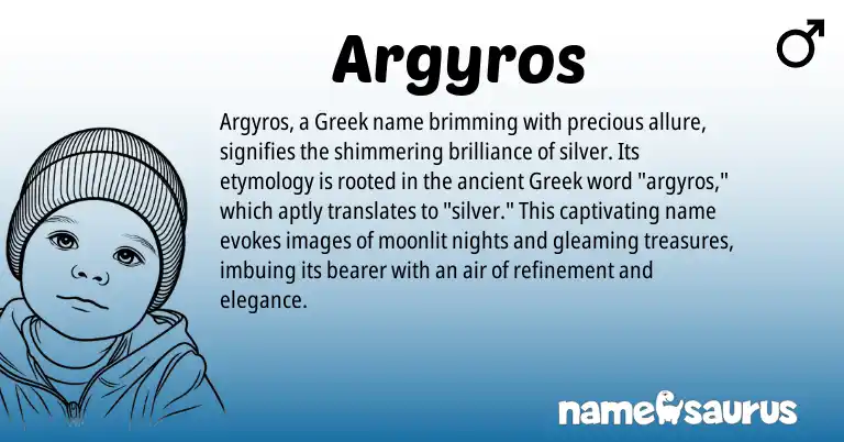 Infographic about Argyros name meaning, Argyros is a name from Greek origin(s).