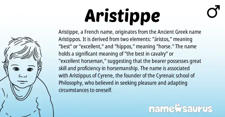 Infographic about Aristippe name meaning, Aristippe is a name from Ancient Greek, French origin(s).