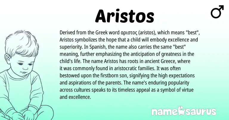 Infographic about Aristos name meaning, Aristos is a name from Spanish, Greece, Greek origin(s).