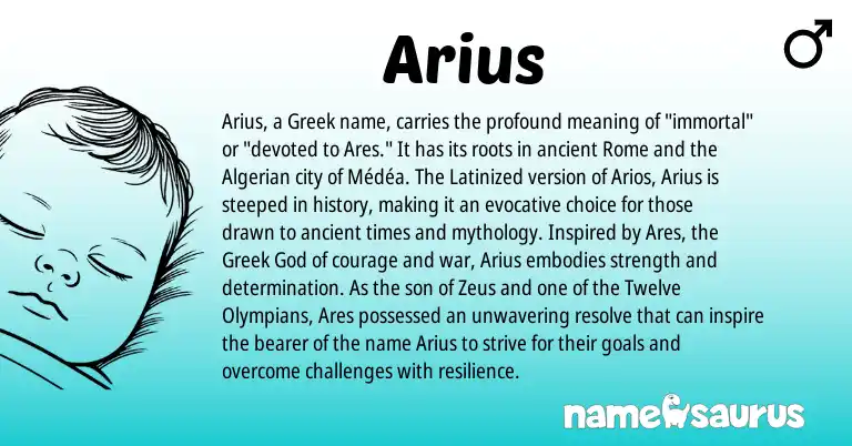 Infographic about Arius name meaning, Arius is a name from Greek origin(s).