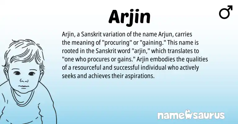 Infographic about Arjin name meaning, Arjin is a name from Sanskrit origin(s).