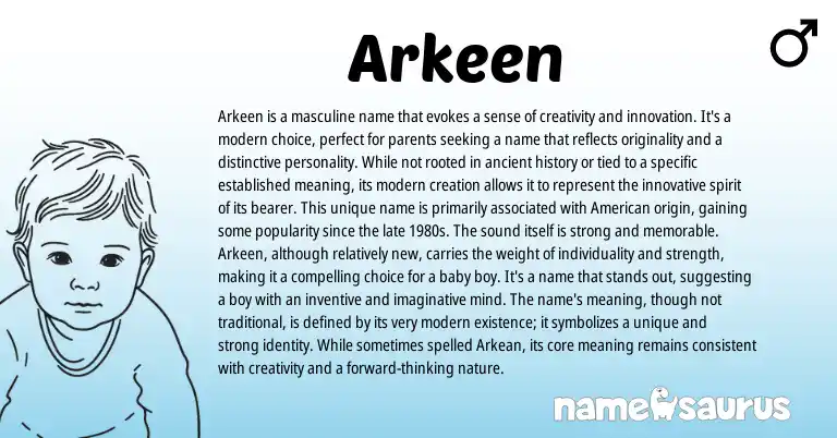 Infographic about Arkeen name meaning, Arkeen is a name from Other origin(s).