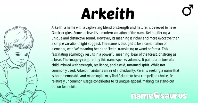 Infographic about Arkeith name meaning, Arkeith is a name from Celtic origin(s).