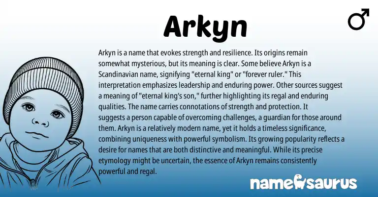 Infographic about Arkyn name meaning, Arkyn is a name from Norse, Other origin(s).