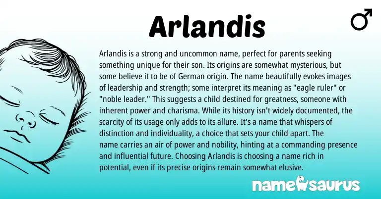 Infographic about Arlandis name meaning, Arlandis is a name from Germanic, American origin(s).