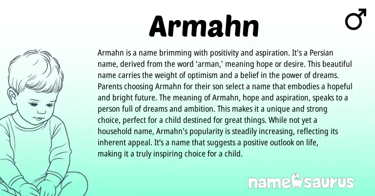 Infographic about Armahn name meaning, Armahn is a name from Persian origin(s).