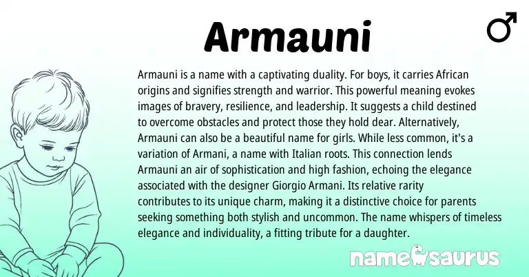 Infographic about Armauni name meaning, Armauni is a name from African origin(s).