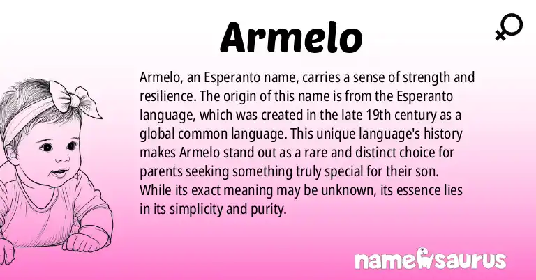 Infographic about Armelo name meaning, Armelo is a name from Esperanto origin(s).