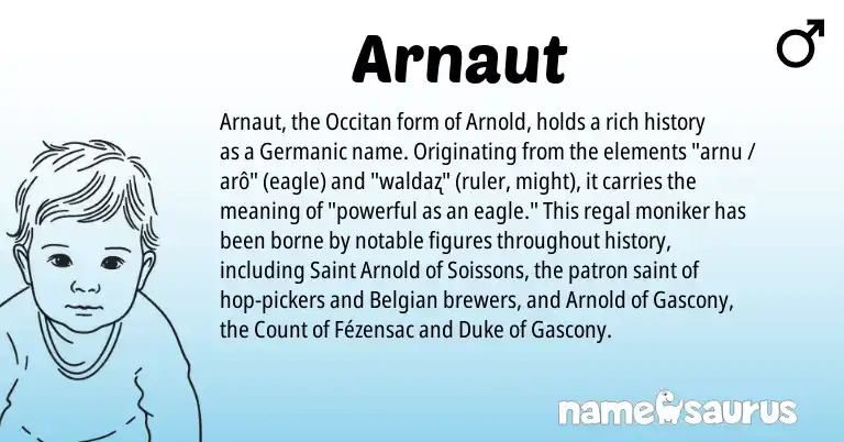 Infographic about Arnaut name meaning, Arnaut is a name from Germanic, Occitan, Belgian origin(s).