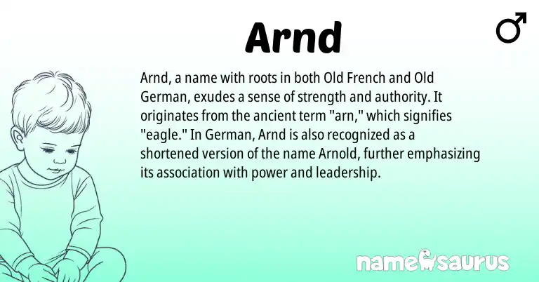 Infographic about Arnd name meaning, Arnd is a name from Old German, German, Old French origin(s).