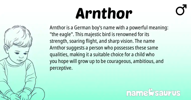 Infographic about Arnthor name meaning, Arnthor is a name from German origin(s).
