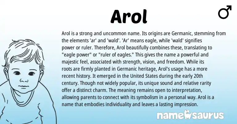 Infographic about Arol name meaning, Arol is a name from Germanic origin(s).