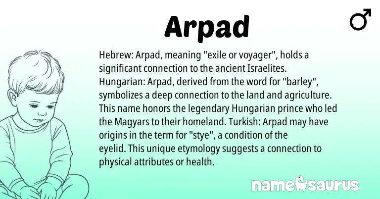 Infographic about Arpad name meaning, Arpad is a name from Hungarian, Turkish, Hebrew origin(s).