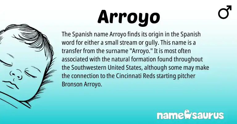 Infographic about Arroyo name meaning, Arroyo is a name from Spanish, United States origin(s).